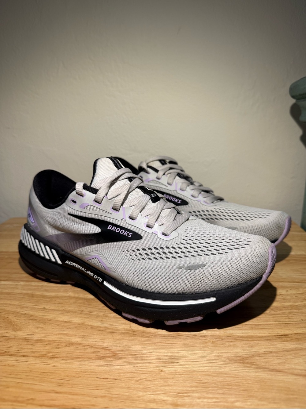 Brooks Women's Adrenaline Running Shoes — Light Gray with Lavender Accents